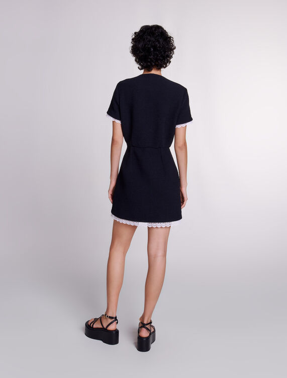 Short tweed dress with trim - Dresses - MAJE
