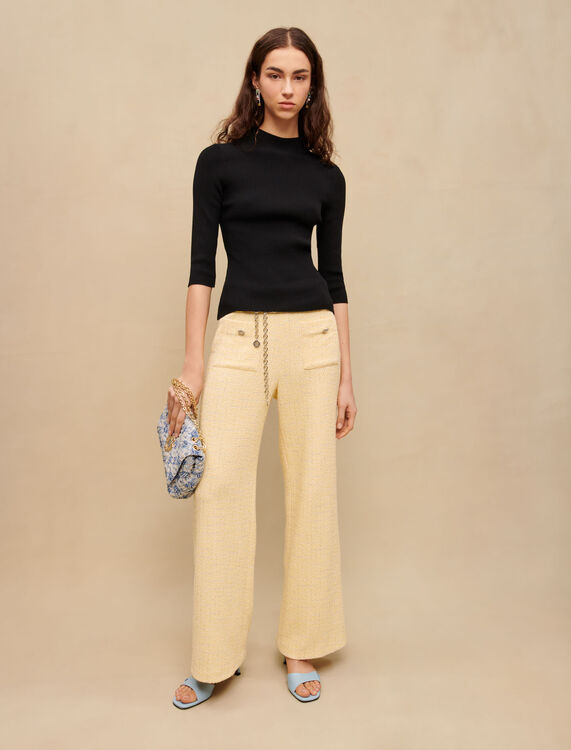 Ribbed top with openwork detail - Sweaters & Cardigans - MAJE
