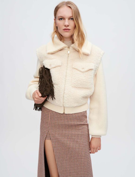 Faux fur and knit jacket - Coats & Jackets - MAJE
