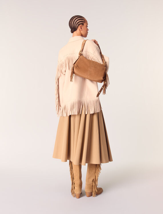 Double-breasted fringed coat - Coats - MAJE