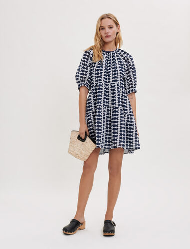 Fully embroidered dress : 30% Off color Navy / Ecru