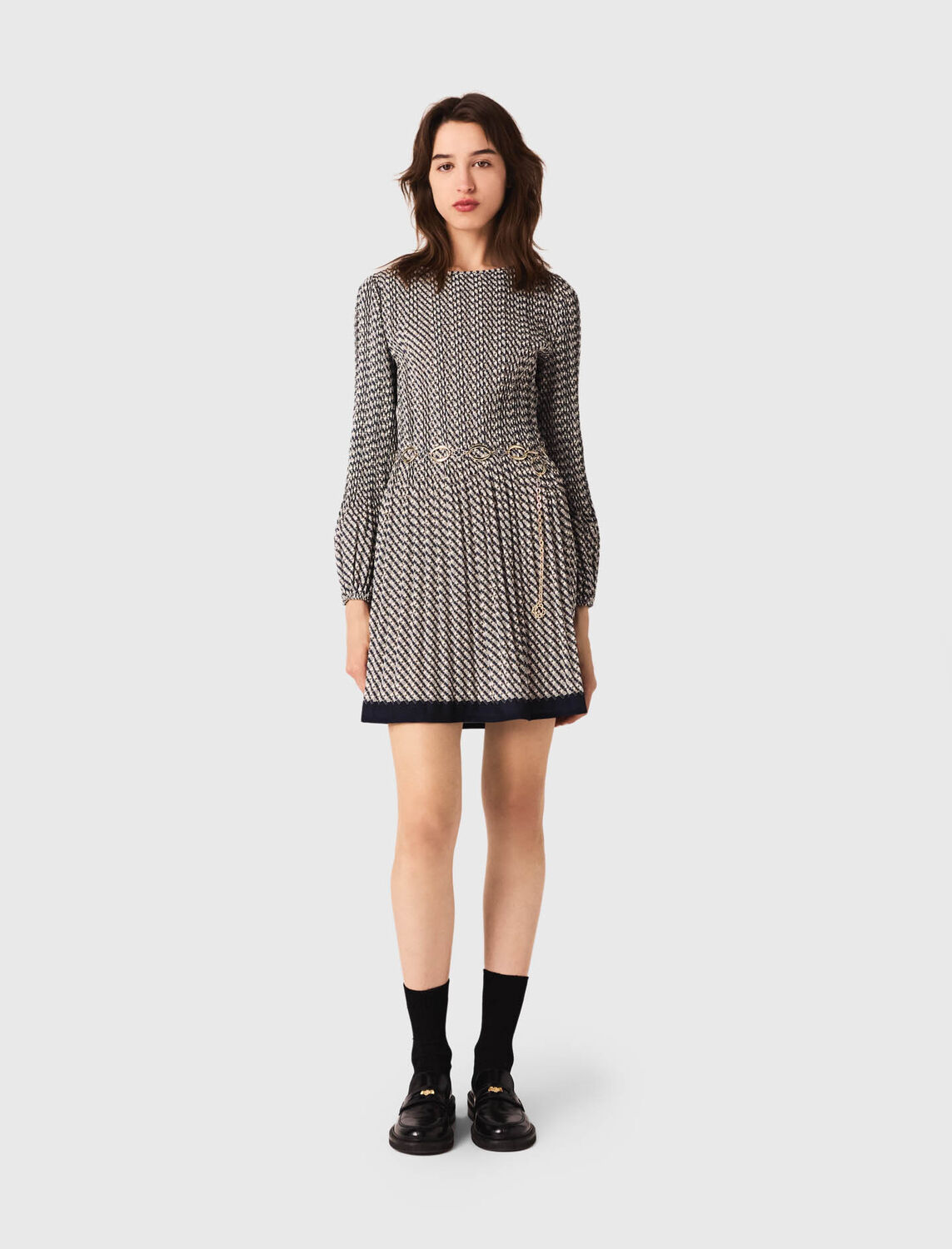 Patterned pleated dress - Dresses - MAJE