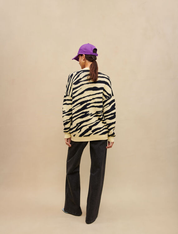Yellow printed oversized cardigan - Sweaters & Cardigans - MAJE