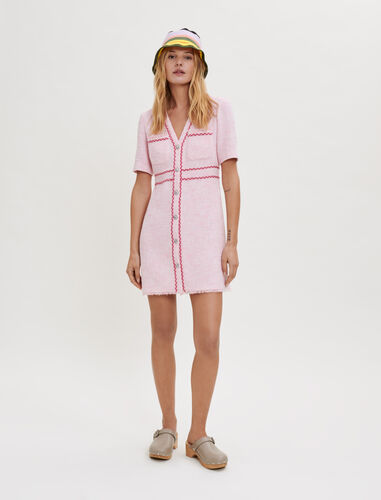 撞色粗花呢连衣裙 : Dresses 顏色 粉色/PINK