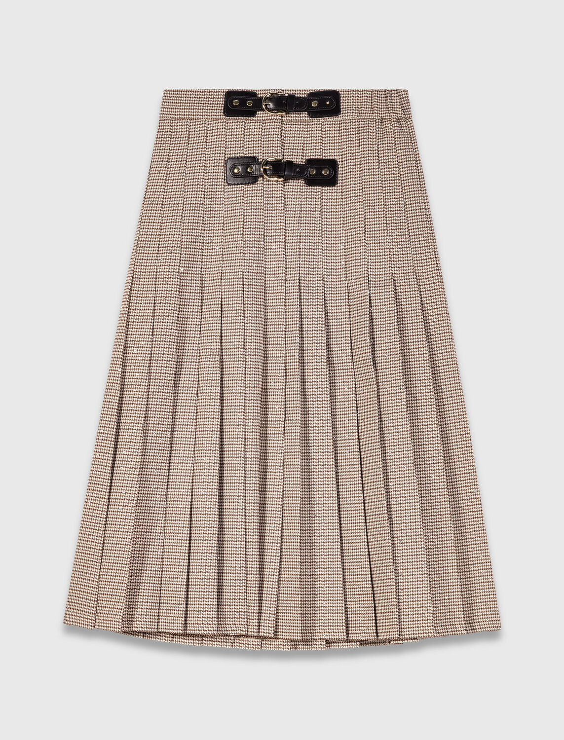 Pleated checked midi skirt : Skirts & Shorts color brown
