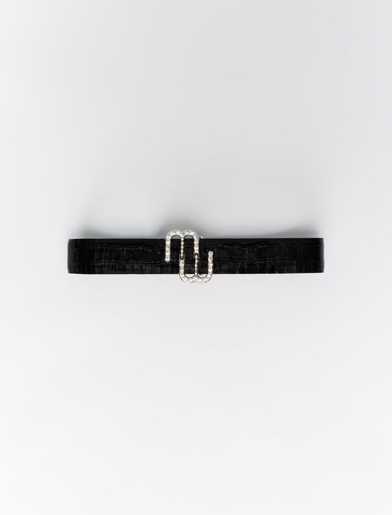 Double M crocodile-effect leather belt - Other Accessories - MAJE