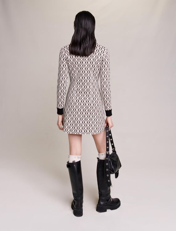 Short jacquard monogrammed dress - Dresses - MAJE