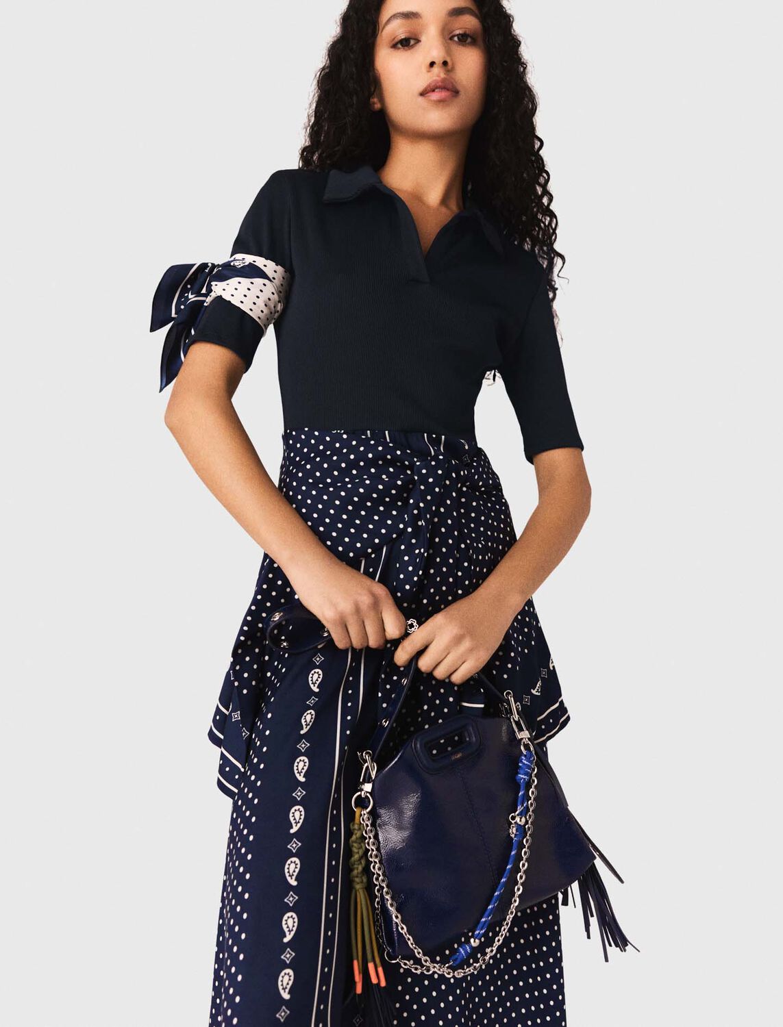 Patterned mixed-material dress - Dresses - MAJE