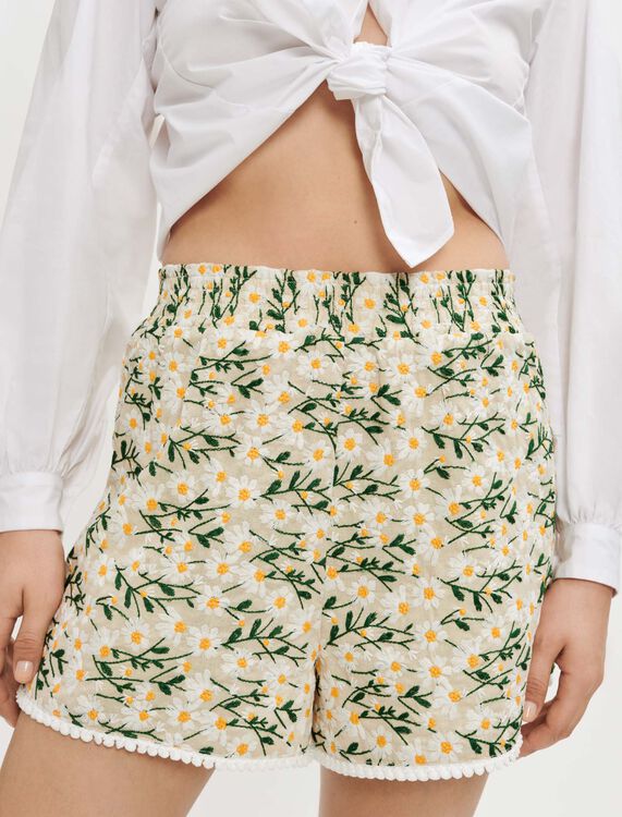 Embroidered floral shorts - Skirts & Shorts - MAJE