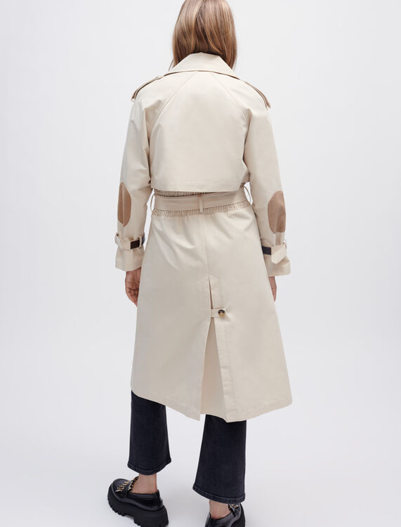 Trench coat with smocking at the back : Coats & Jackets color Ecru
