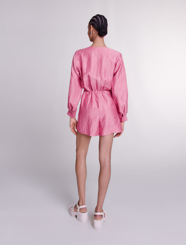 Linen playsuit : View All color Pink