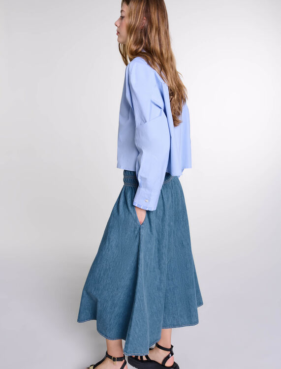 Smocked denim skirt - Fall-Winter Collection - MAJE