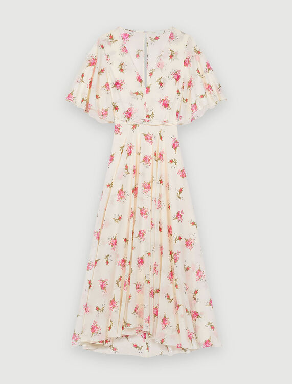 Asymmetric dress in printed muslin - Dresses - MAJE