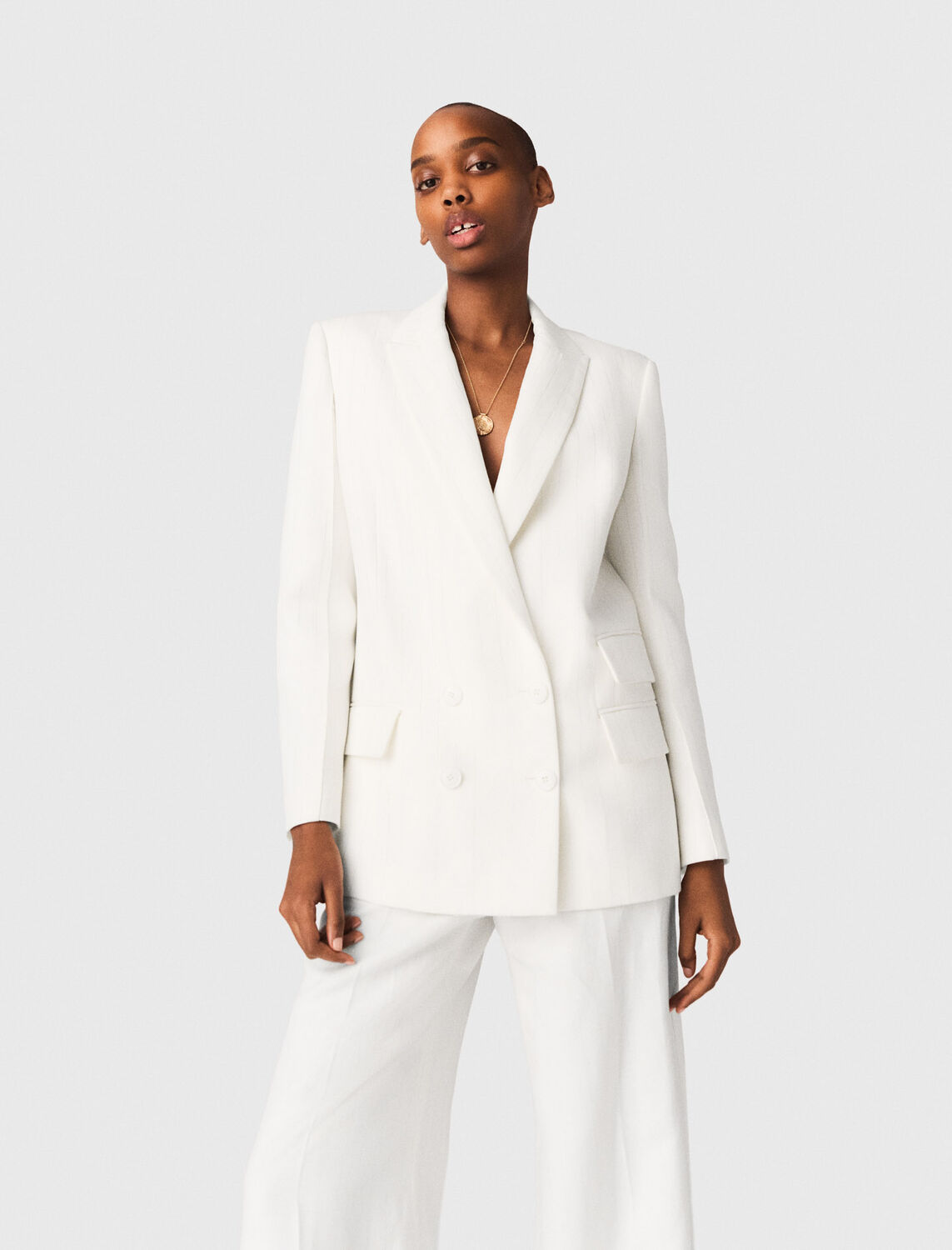 Double-breasted suit jacket : Blazers & Jackets color White