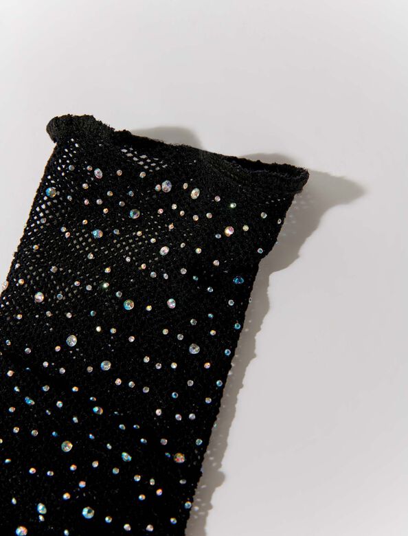 Rhinestone mesh socks : Other accessories color Black