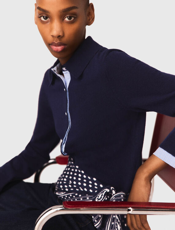 Polo cardigan with removable trims - Sweaters & Cardigans - MAJE