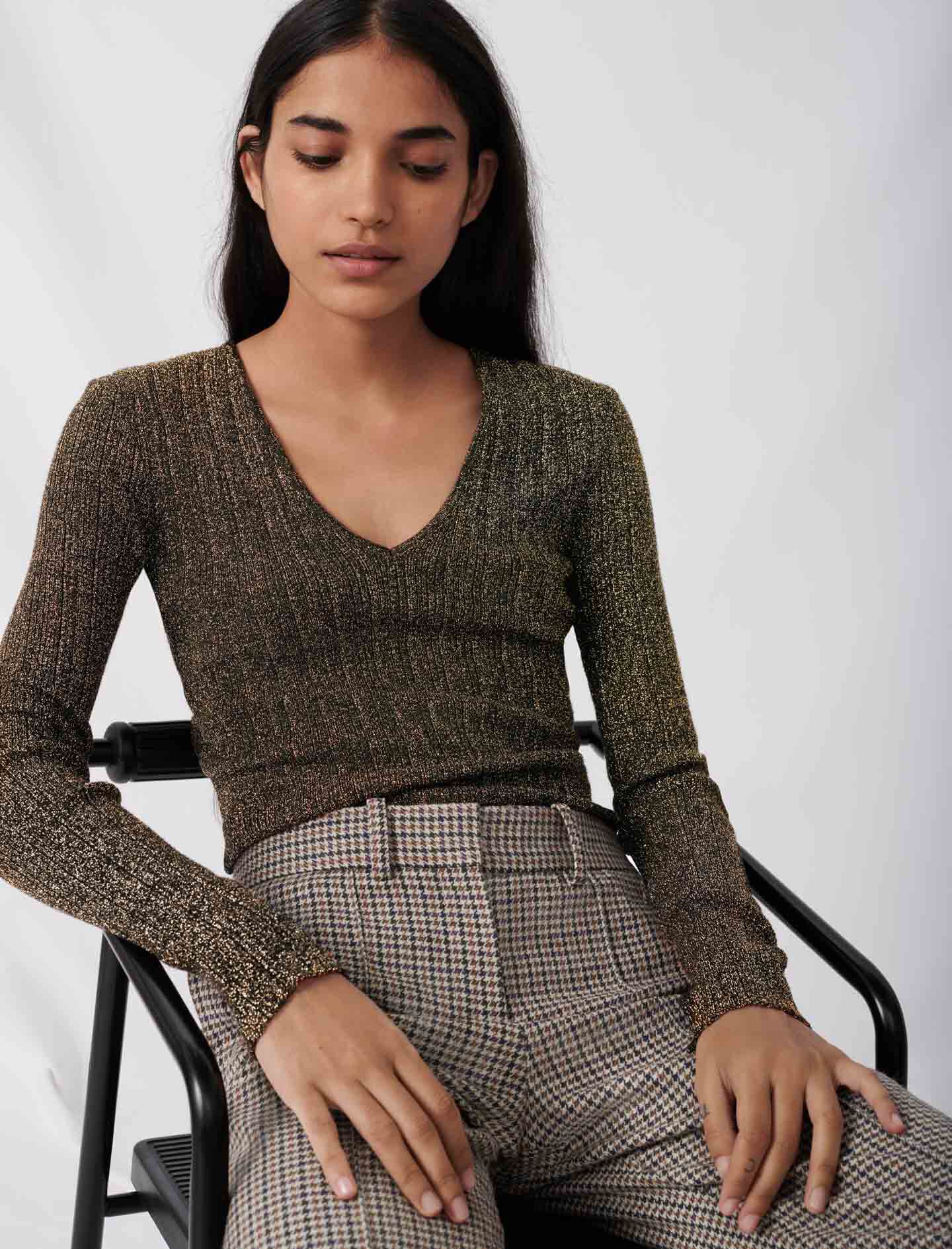 low cut v neck sweater