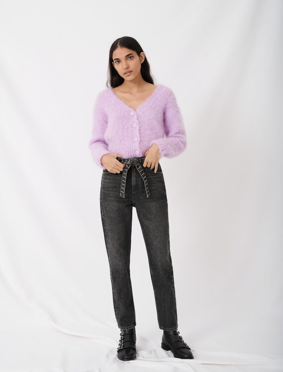 Mom jeans with rhinestone belt - Trousers & Jeans - MAJE