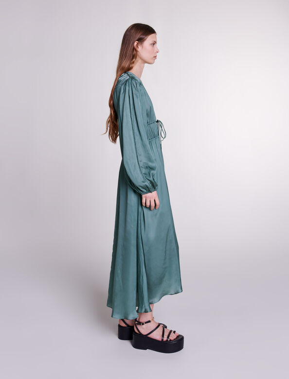 Satin-look maxi dress : View All color Khaki