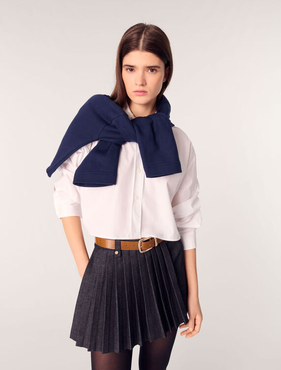 Layered-effect pleated denim shorts - Skirts & Shorts - MAJE
