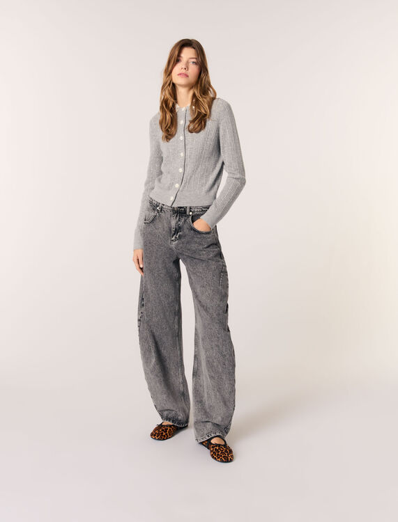 Cardigan with removable collar : Sweaters & Cardigans color Grey