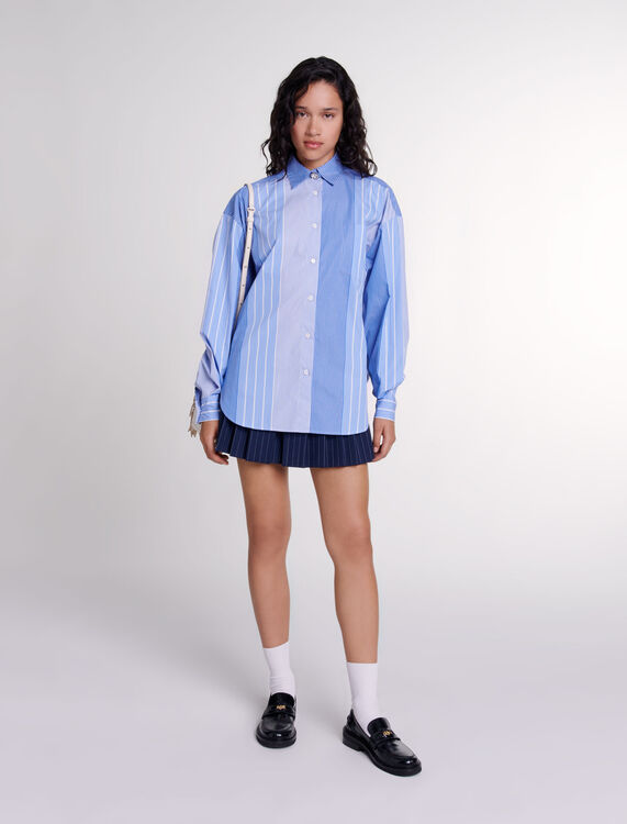 Striped patchwork shirt : View All color Blue white stripes