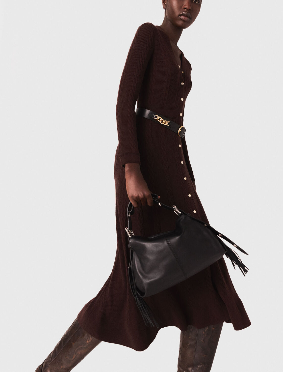 Knit maxi dress with buttons - Dresses - MAJE