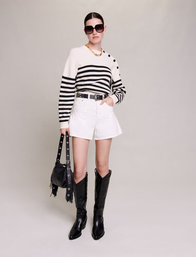 Embroidered denim shorts : Skirts & Shorts color White