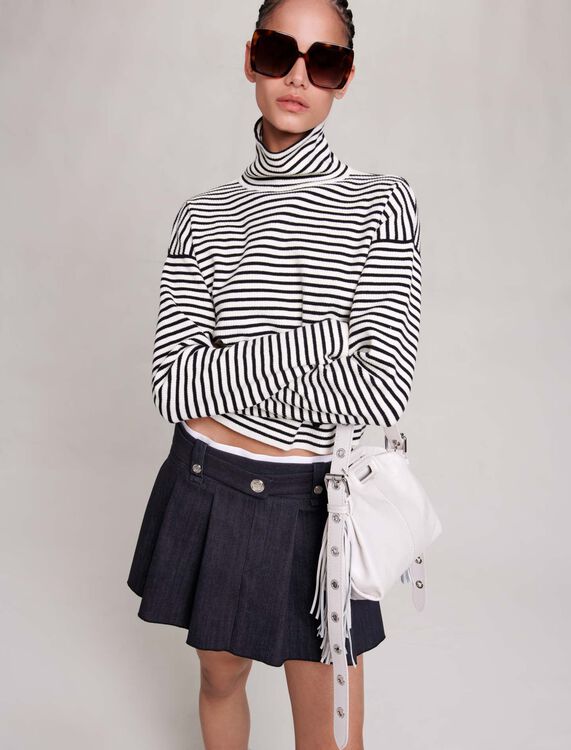 Black denim-effect mini skirt - Skirts & Shorts - MAJE