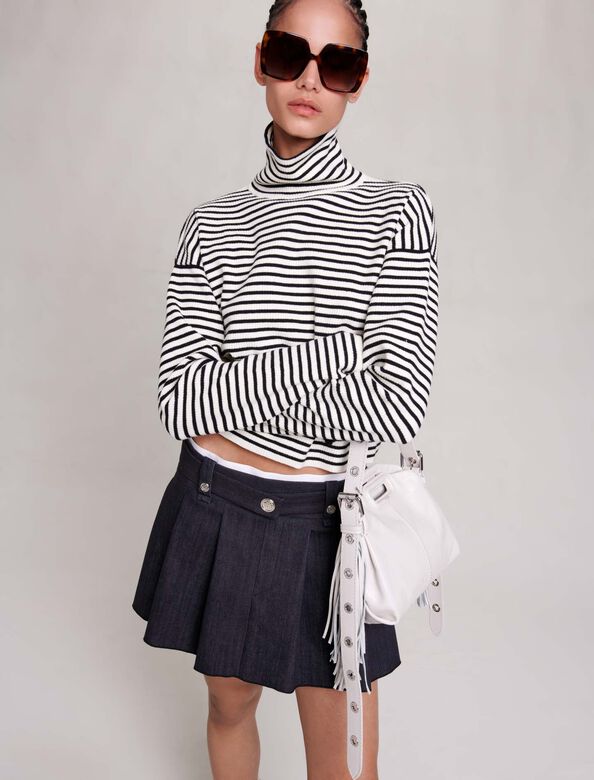 Black denim-effect mini skirt : Skirts & Shorts color Black