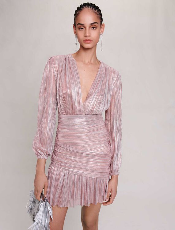 Pleated metallic fibre dress - Dresses - MAJE