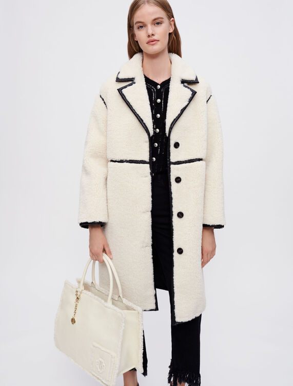 Faux sheepskin and vinyl coat - Coats & Jackets - MAJE