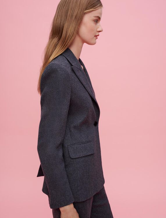 Grey flannel jacket - Coats & Jackets - MAJE