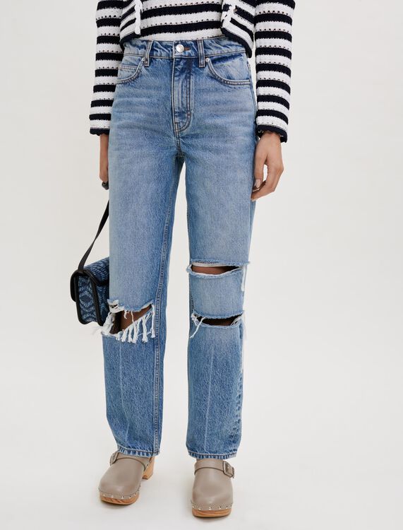 Loose-fitting ripped jeans - Trousers & Jeans - MAJE
