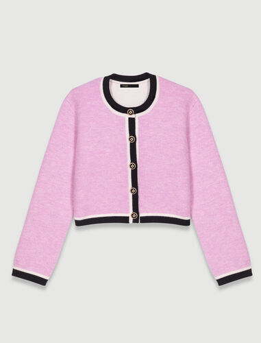 Cropped knit cardigan : View All color pink