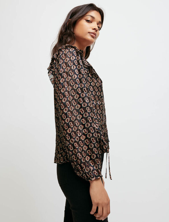 Printed lurex chiffon top : Up to 60% off color 