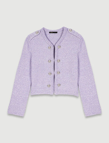Cropped glitter knit cardigan : Sweaters & Cardigans color Parma Violet