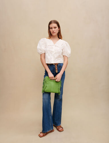 Embroidered cropped shirt : Shirts color White