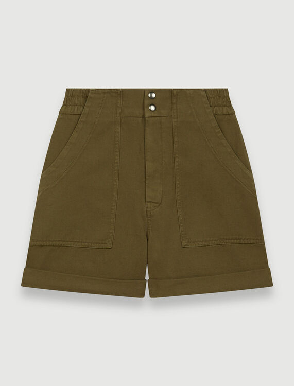 Khaki cotton canvas shorts - Skirts & Shorts - MAJE