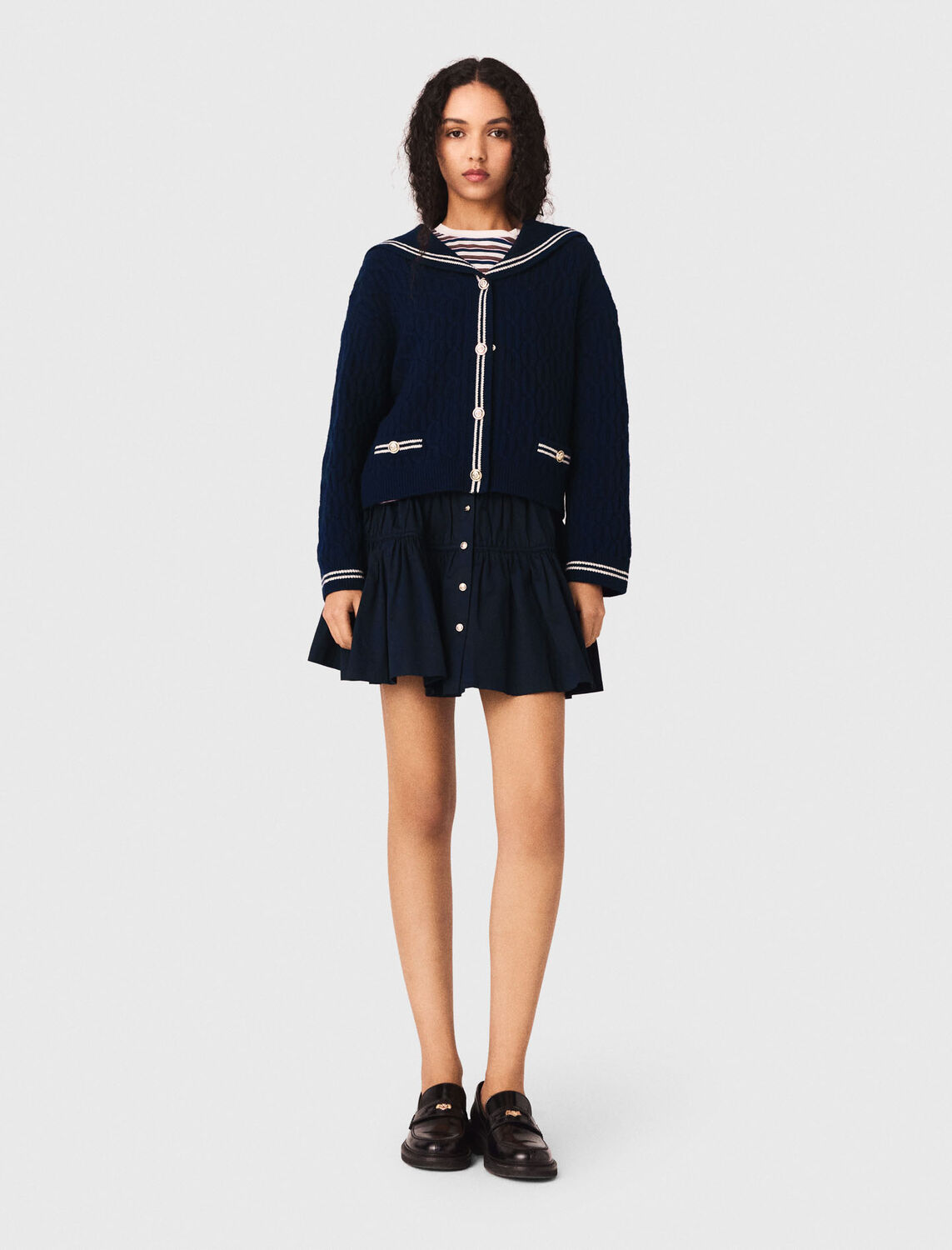 Cable-knit boat neck cardigan - Sweaters & Cardigans - MAJE