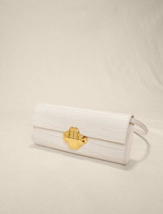 Croc-effect embossed leather bag -  - MAJE