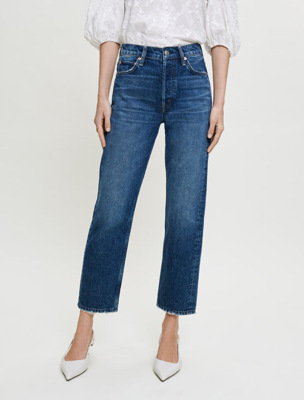 High-waisted straight-cut jeans : Trousers & Jeans color 