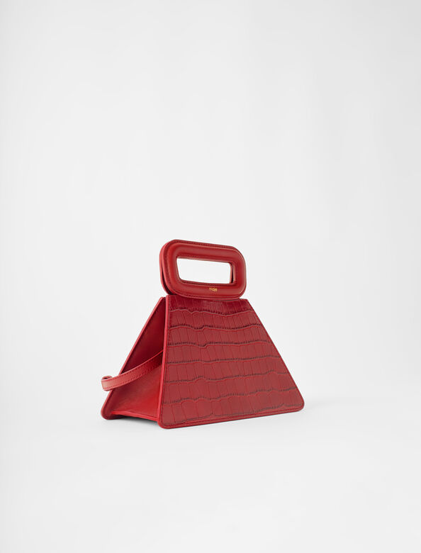 Embossed leather pyramid handle bag : Bags color 