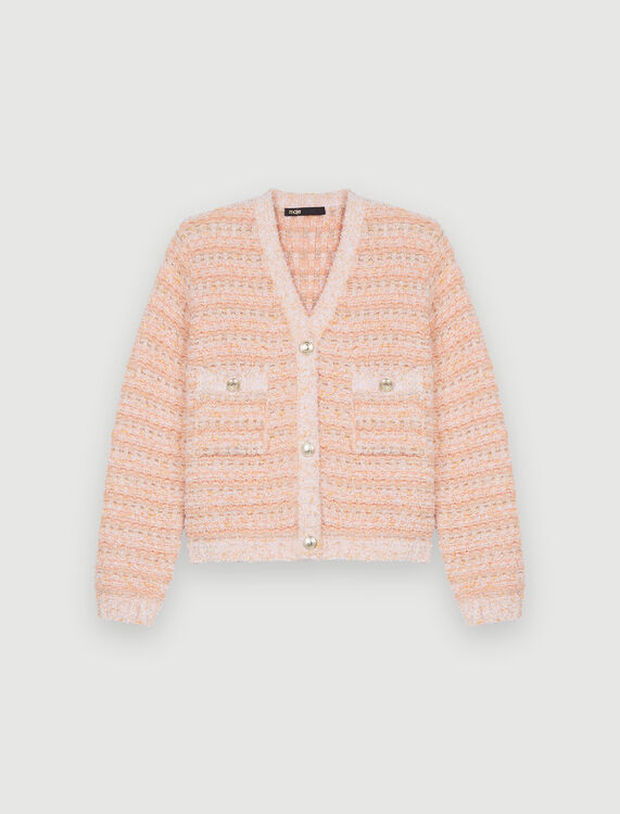 多色提花针织开衫 : Sweaters & Cardigans 顏色 桔色/ORANGE