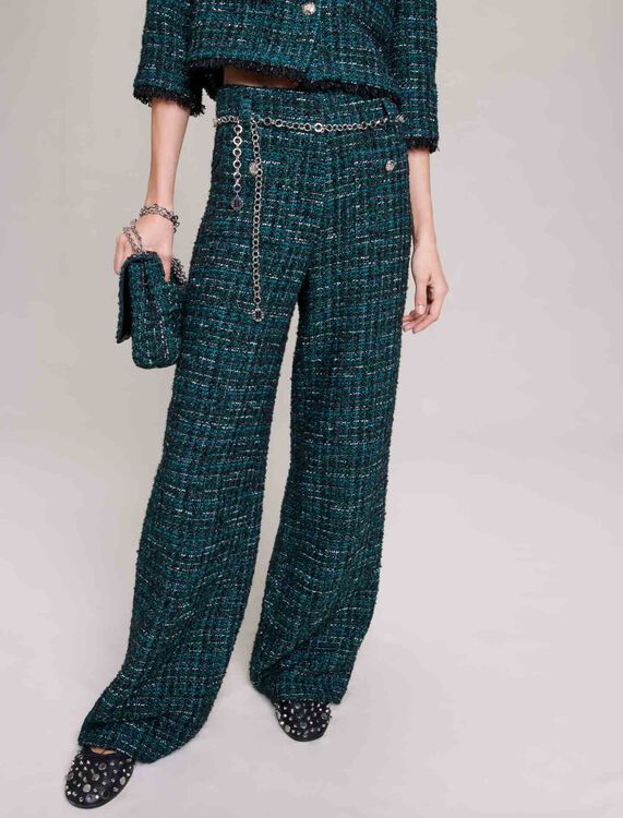 Wide-leg tweed trousers - Trousers & Jeans - MAJE