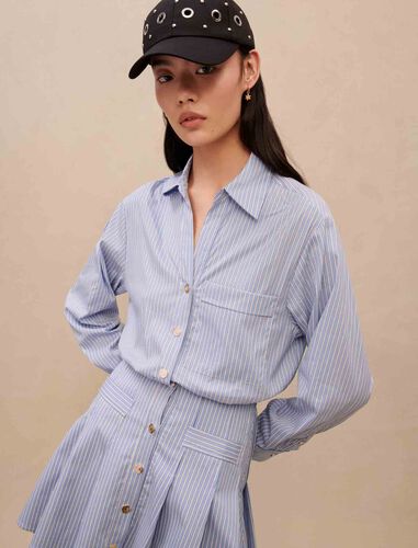 Striped shirt dress : Dresses color Light Blue