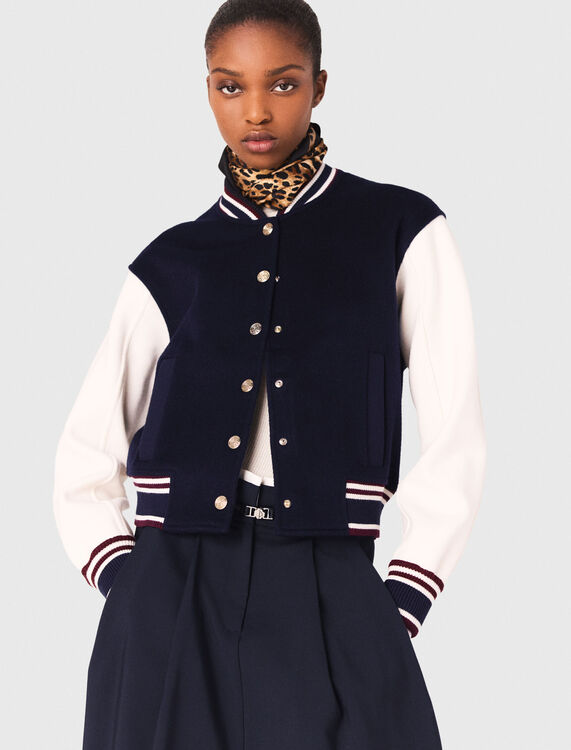 Mixed fabric bomber - Sweaters & Cardigans - MAJE