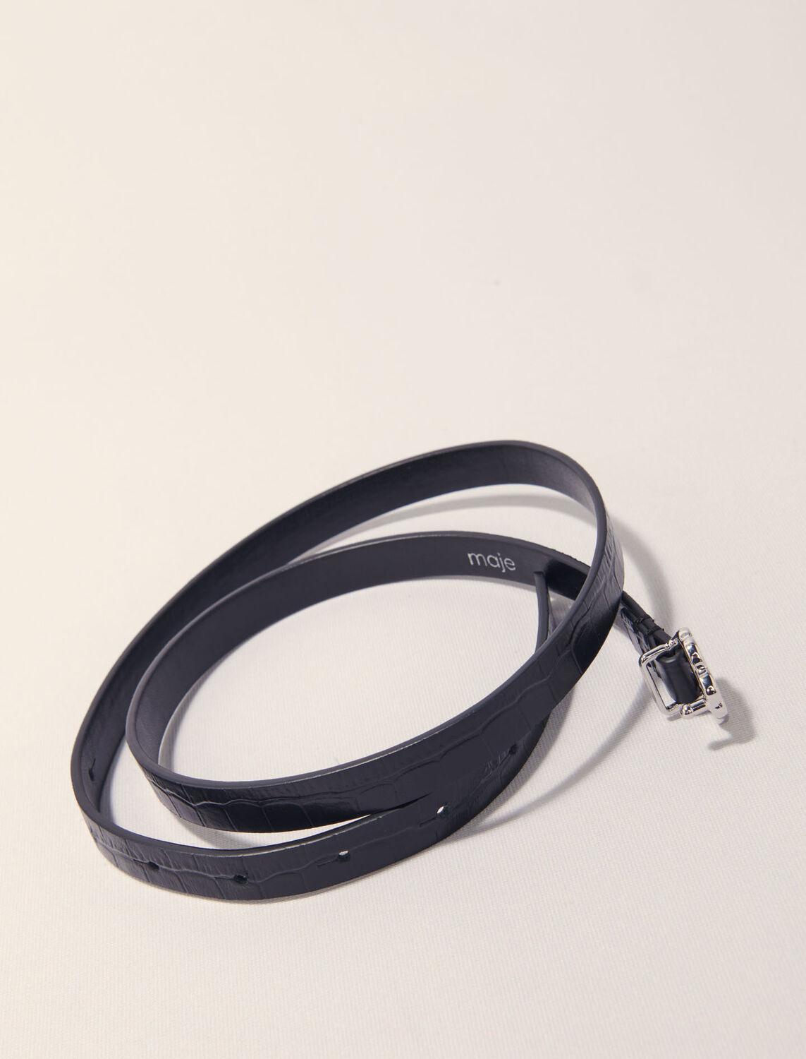 Slim mock croc leather Clover belt - Belts - MAJE