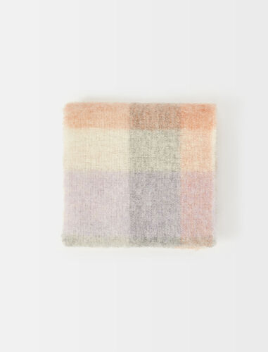 Checked wool and alpaca scarf : Scarves and shawls color Off White