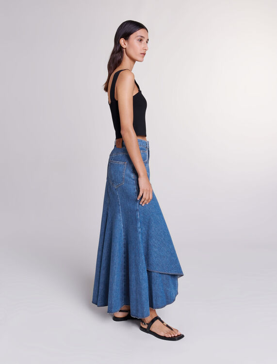 Asymmetrical denim skirt -  - MAJE